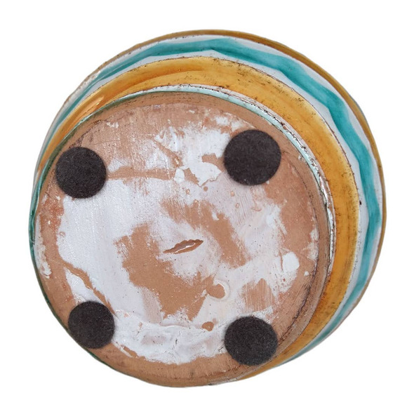 Vintage Hand Painted Pitcher Flowers Pottery Jug Floral Carved Mexico? Italy? - Picture 8 of 8